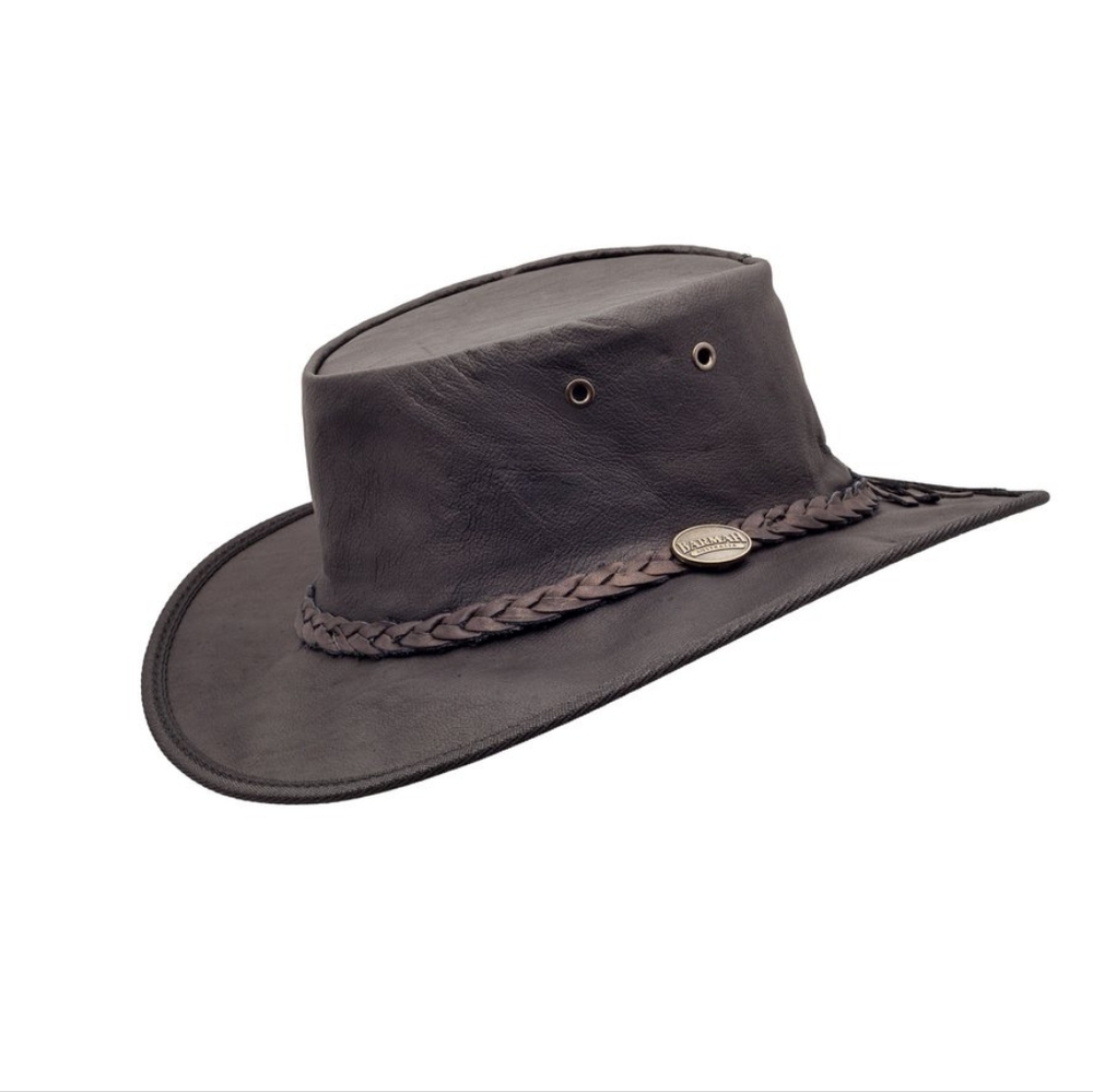 Barmah Hats (1019BL) Black Sundowner Kangaroo Leather Hat- Size M (NWT)